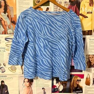Zebra Print Cotton 3/4 Sleeve Tee